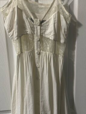 Shakuhachi White Lace-Trim Tank Dress